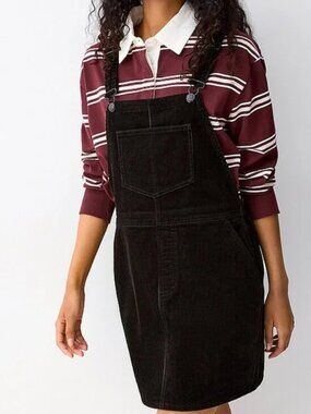 NWT Corduroy apron dress black 100% cotton